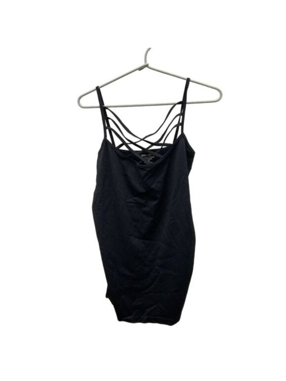 Zenana Black Criss Cross Cami Stretchy Strappy Neckline
